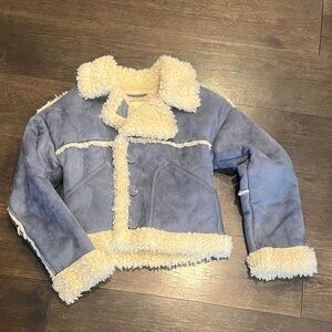 Urban Outfitters blue suede and Sherpa fur lined Jacket